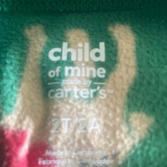 Two PJS: Carter's and Child of Mine Christmas Pj Toddler Sz 2T green and blue - Picture 3 of 6